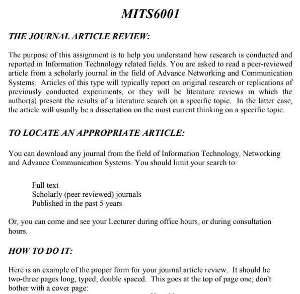article review assignment
