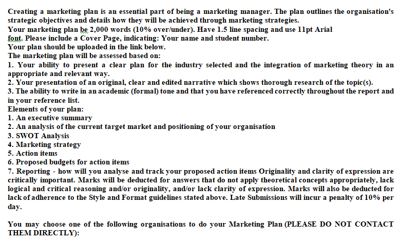 Principle of marketing assessment