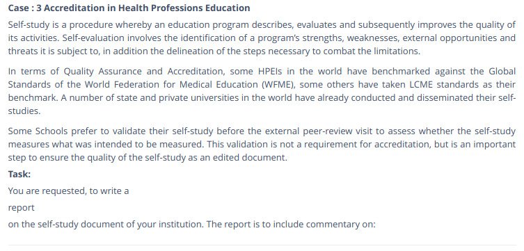 Part 3: Accreditation in health professions education Part 3: Accreditation in health professions education
