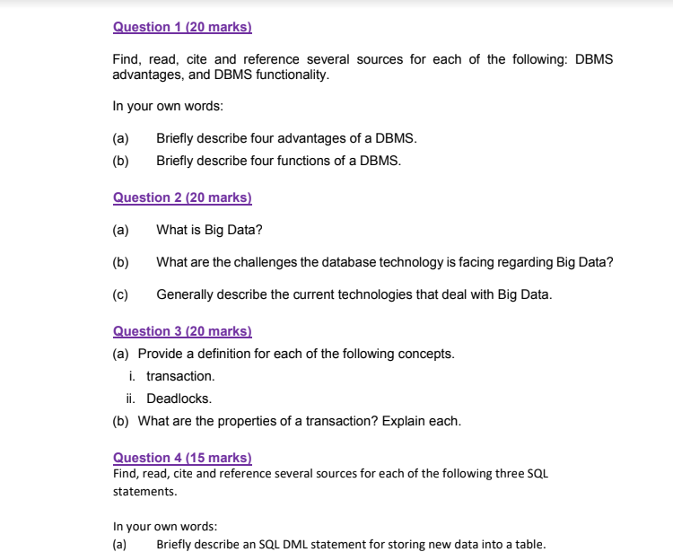 database assessment sample