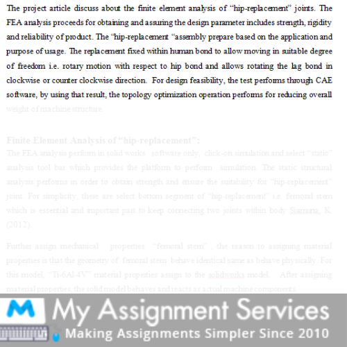 Orthopedic Assignment Sample