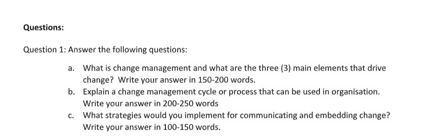 change management assessment sample