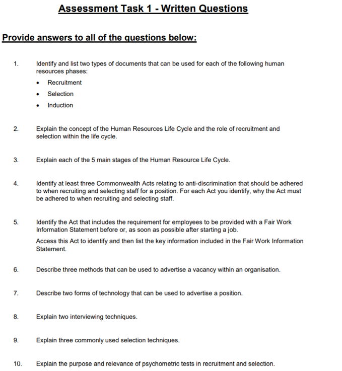 Business assignment sample 1