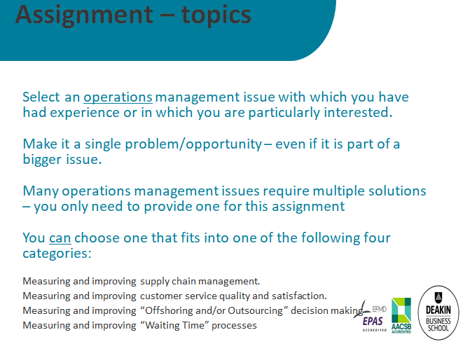 MBA Operations Management Assignment Sample