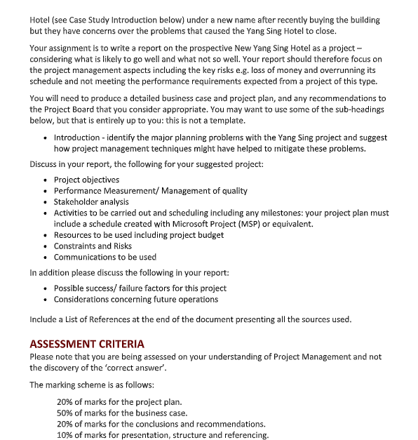 project management homework assessment sample 2