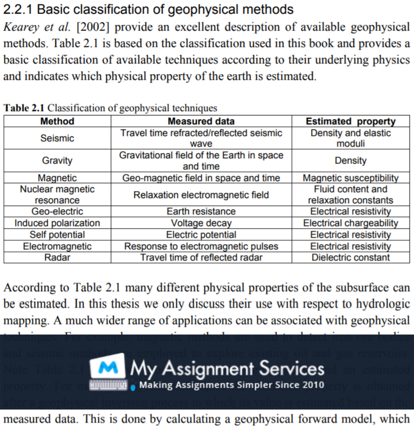 geophysics assignment solution