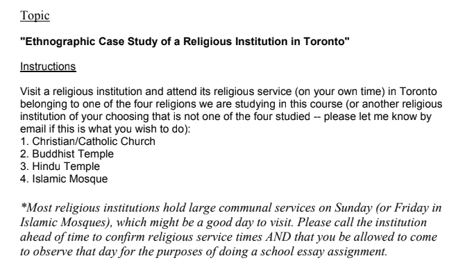 Ethnography Assignment