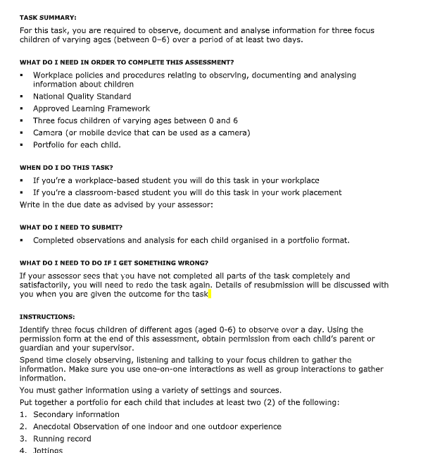 task summary