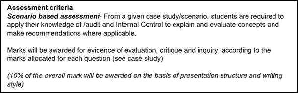 assessment criteria