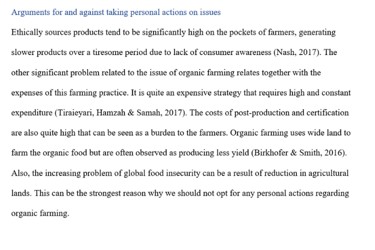 Aruguments for and against taking personal actions on issues