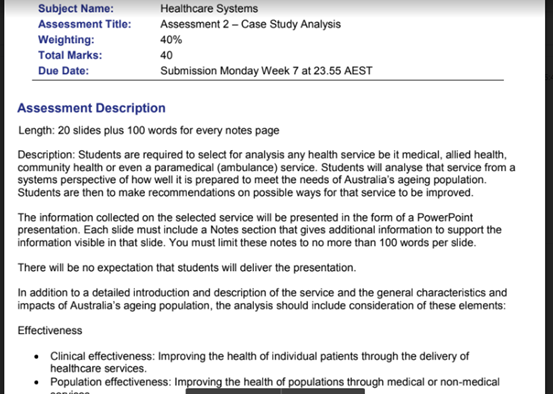  Healthcare assignment sample