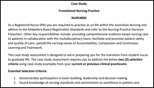 NURS4002 case study