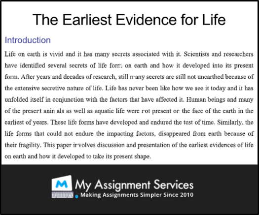 earliest evidence of life