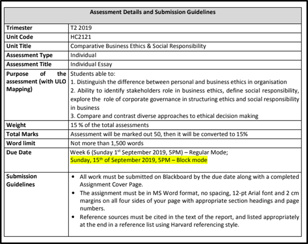 business ethics assessment 1