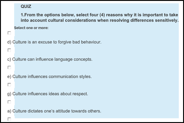 Cultural and Diversity Considerations quiz