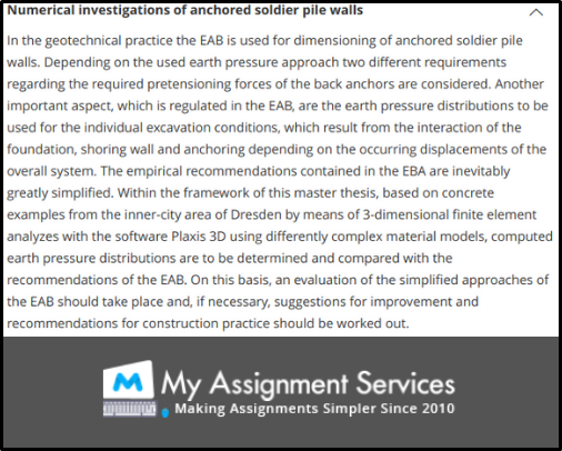 geotechnical dissertations samples