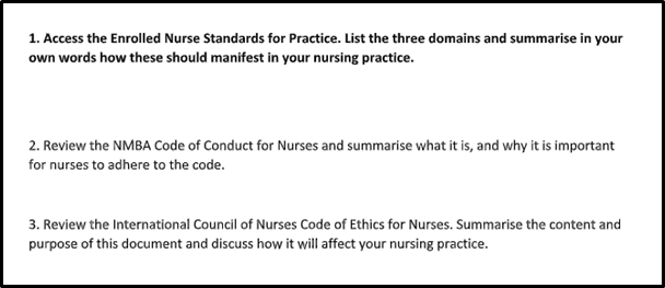 Enrolled nurse standards sample 1