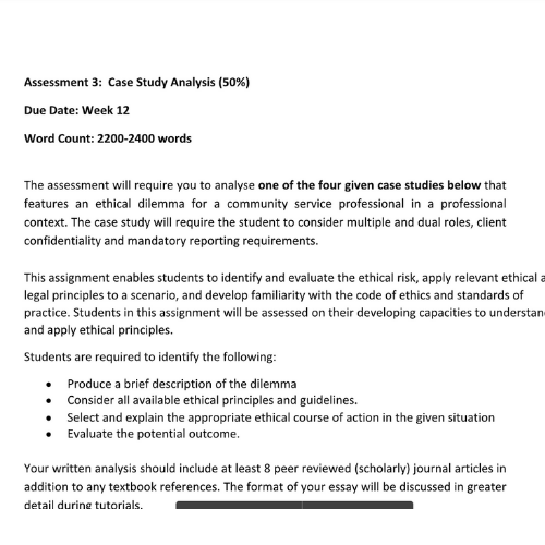 Assignment Help Hobart - Case Study