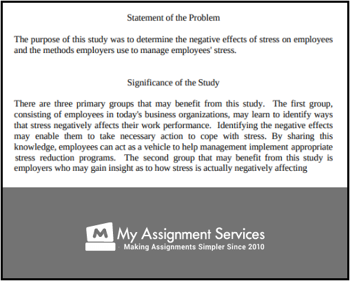 Statement of problems and Significance of the study