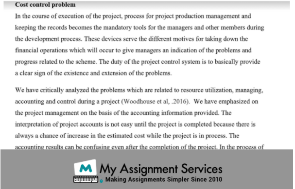 Cost control problem