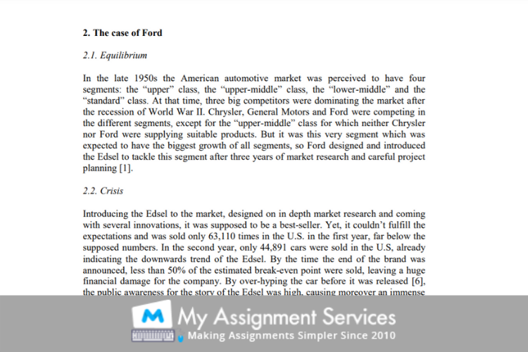 Ford Edsel case study sample 
