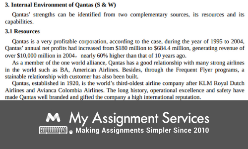 Internal Environment of Qantas
