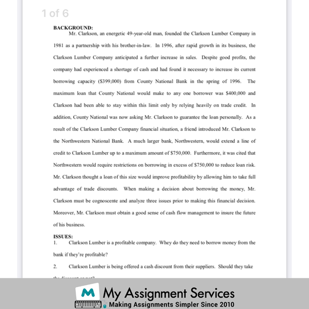 Clarkson Lumber case study sample
