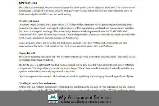 API features of adobe flex