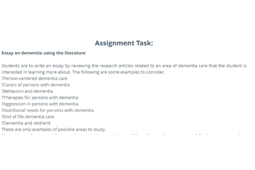 dementia care assignment question