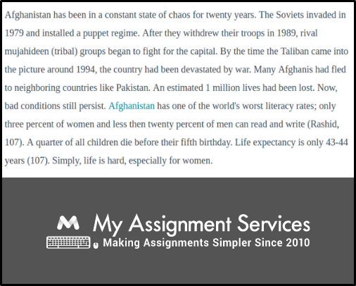 Afghanistan Essay Sample