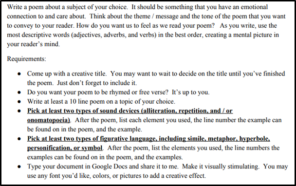 verse assignment sample