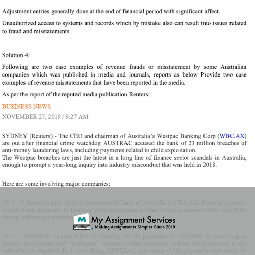 auditing and ethical practice assignments samples at my assignment services in australia