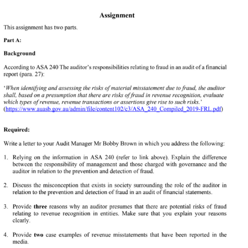 samples for auditing and ethical practice assignments