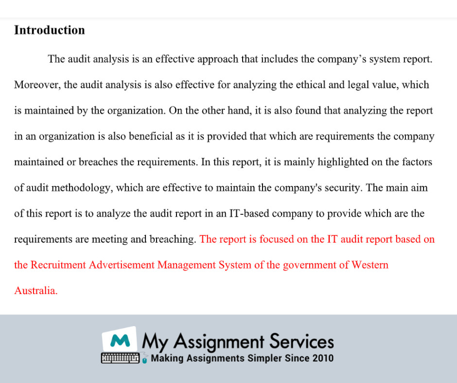 samples of audit report at my assignment services in Australia