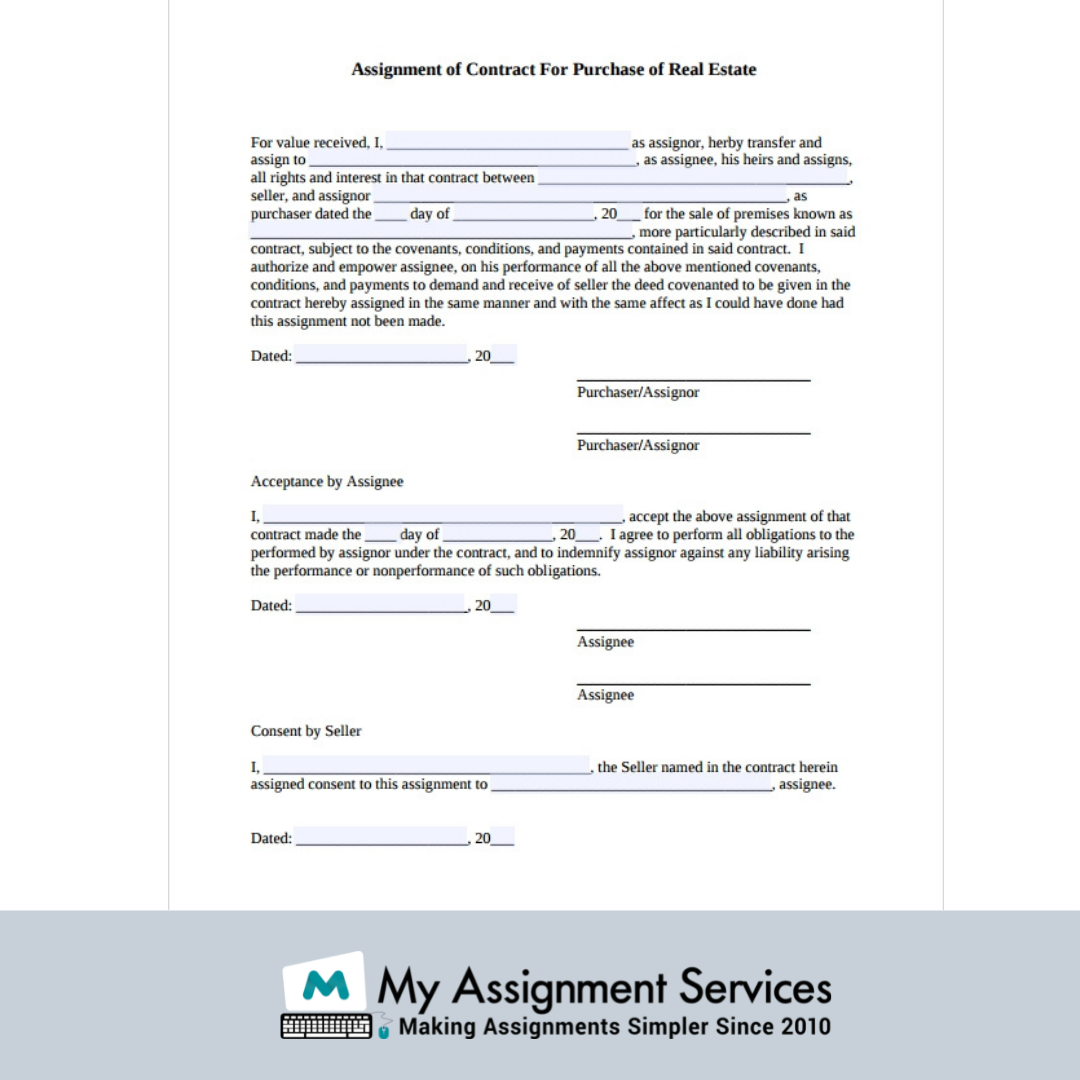 samples of the assignment of the contract