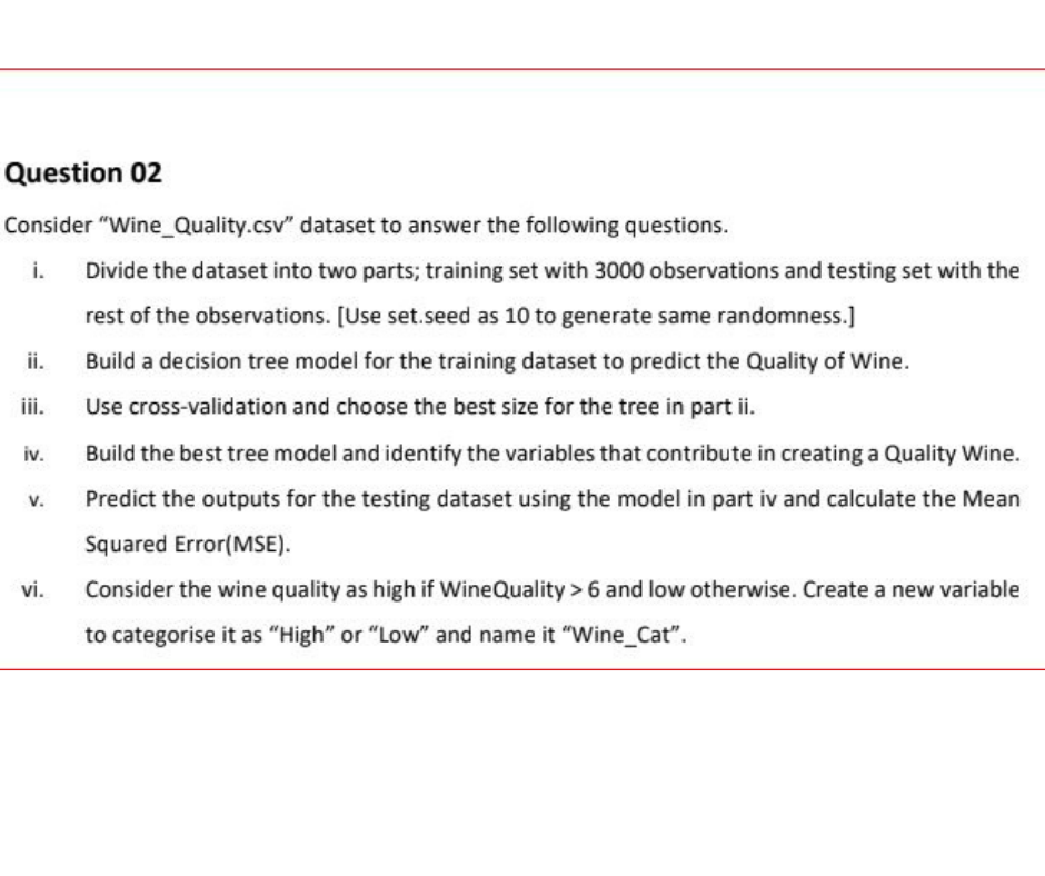 data science assignment question