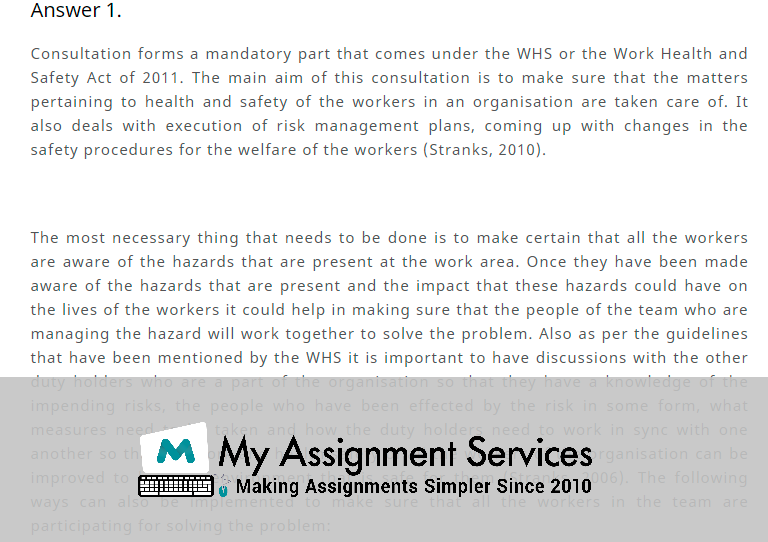 sample of BSBWHS401 assessment answers  at my assignment services in australia