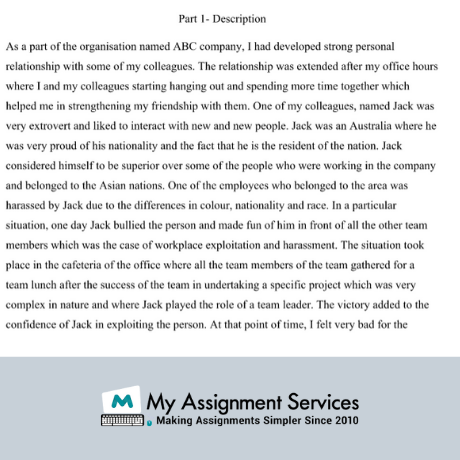 Assignment help sample description part