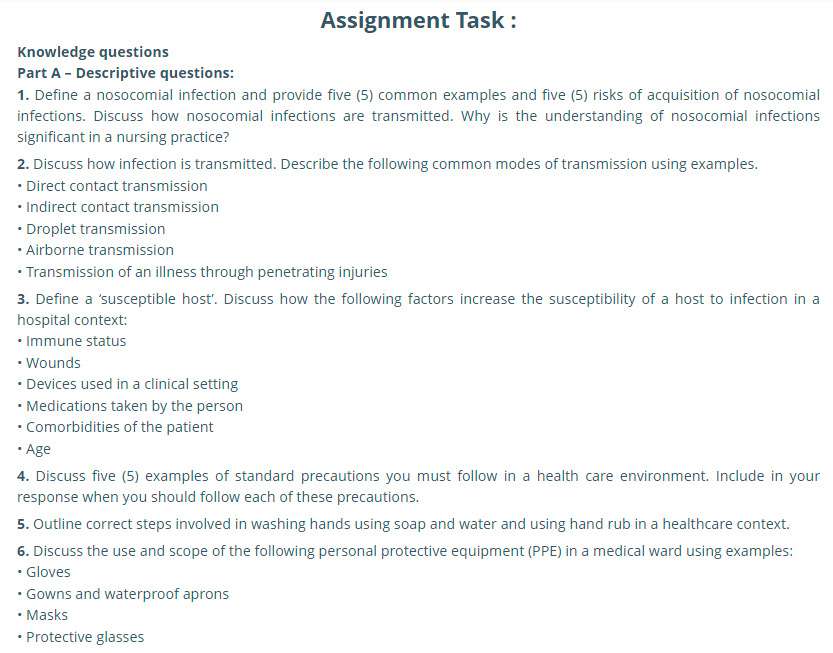 HLTINF001 Comply with Infection Prevention and Control Policies and Procedures Assignment Sample