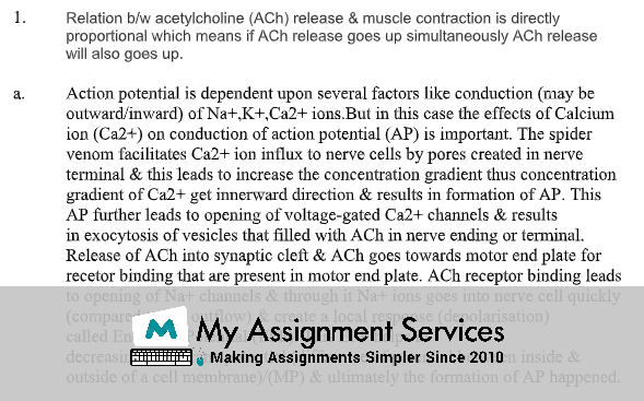Examples of Advanced Systems Physiology at my assignment services in Australia
