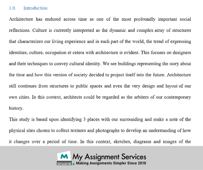 Sample of architecture assignment by experts at my assignment services