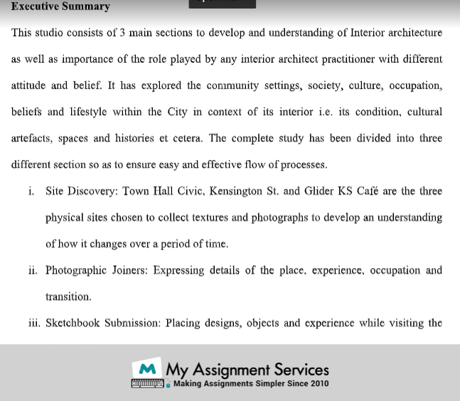 Architecture Assignment Sample by experts at my assignment services
