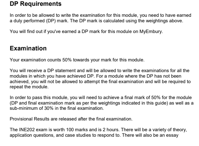DP requirements