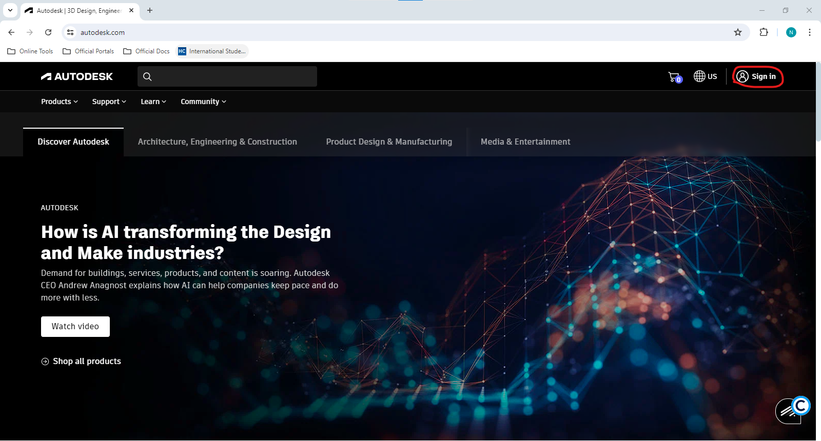 Autodesk Hompage