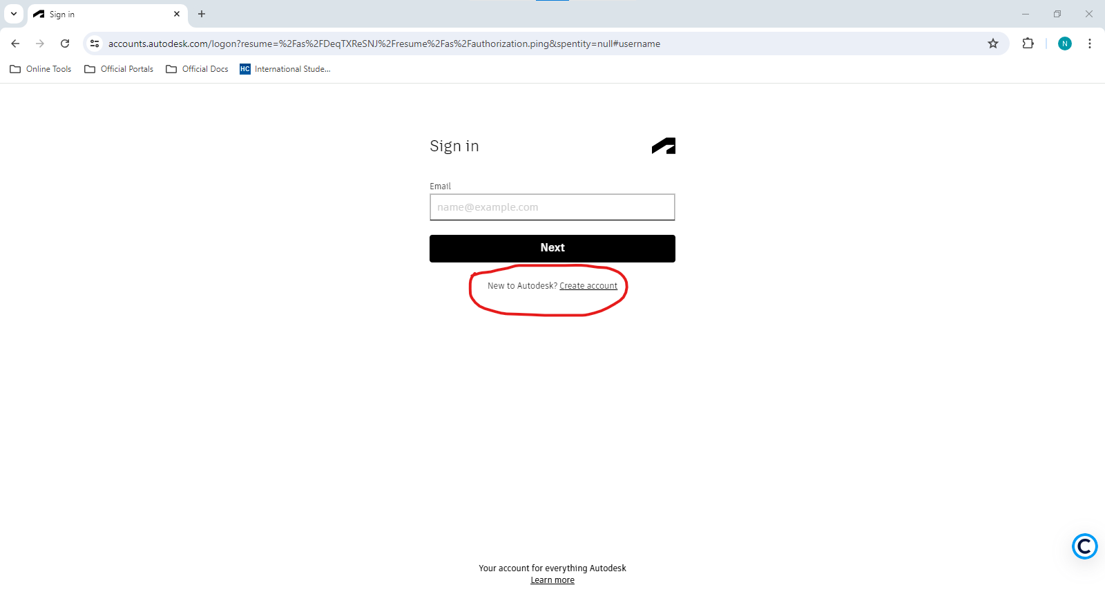 Create an Autodesk Account