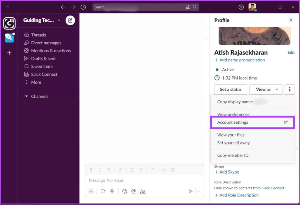 Account settings
