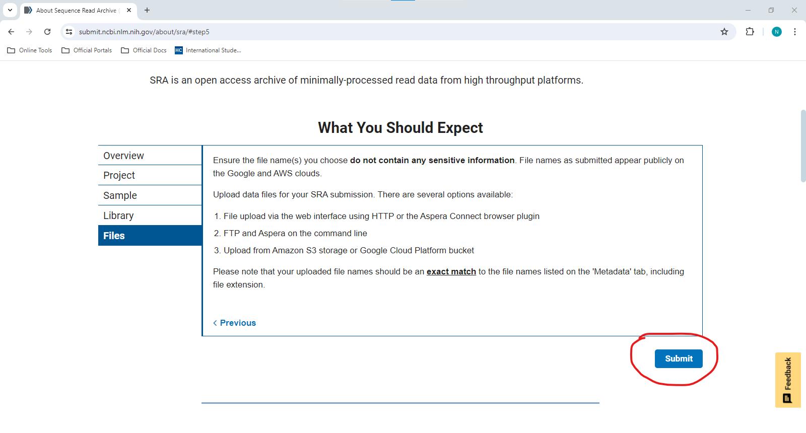 click on the “Submit” button